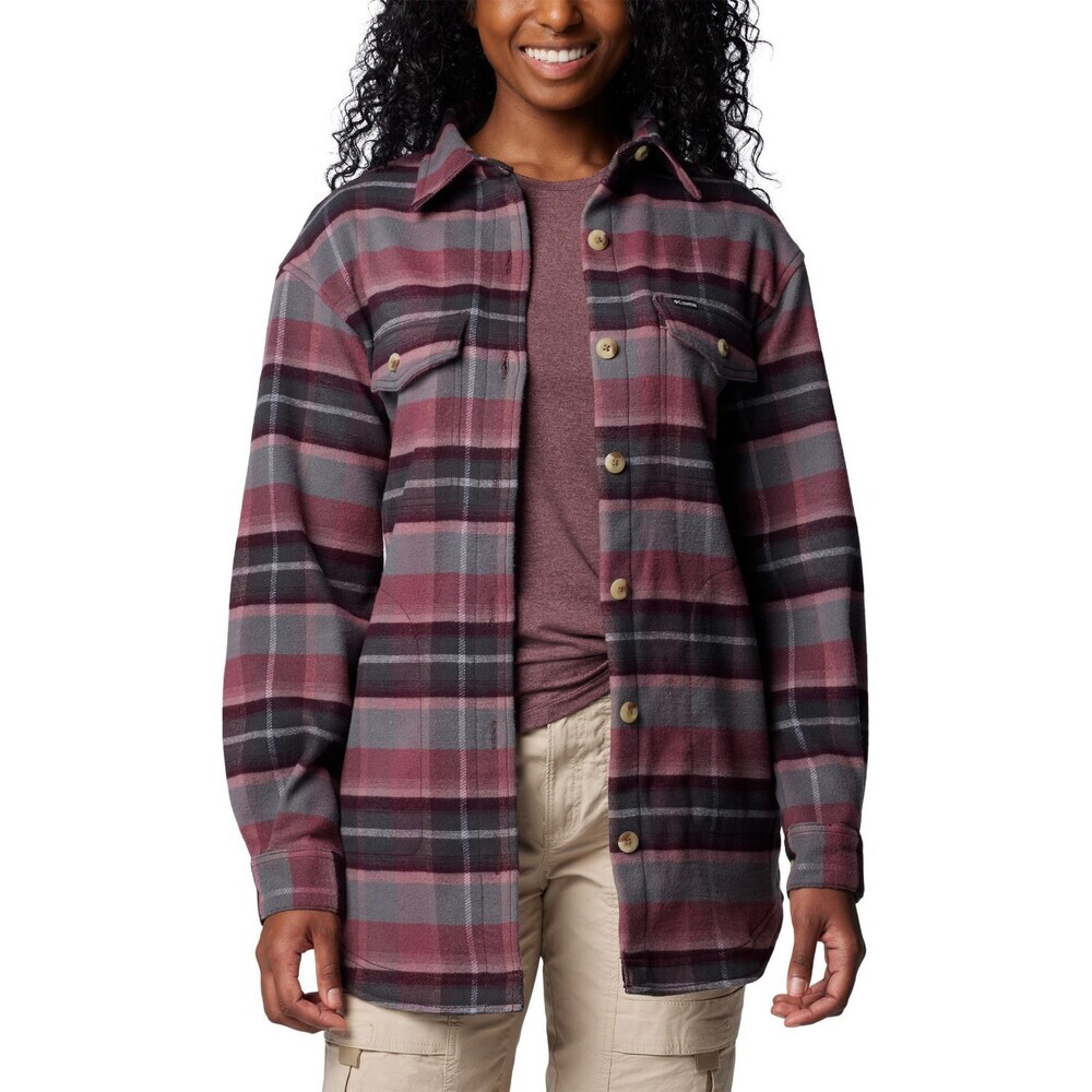 Columbia Calico Basin Shirt Jacket Women's Multi Plaid Pockets Button Up JAX779